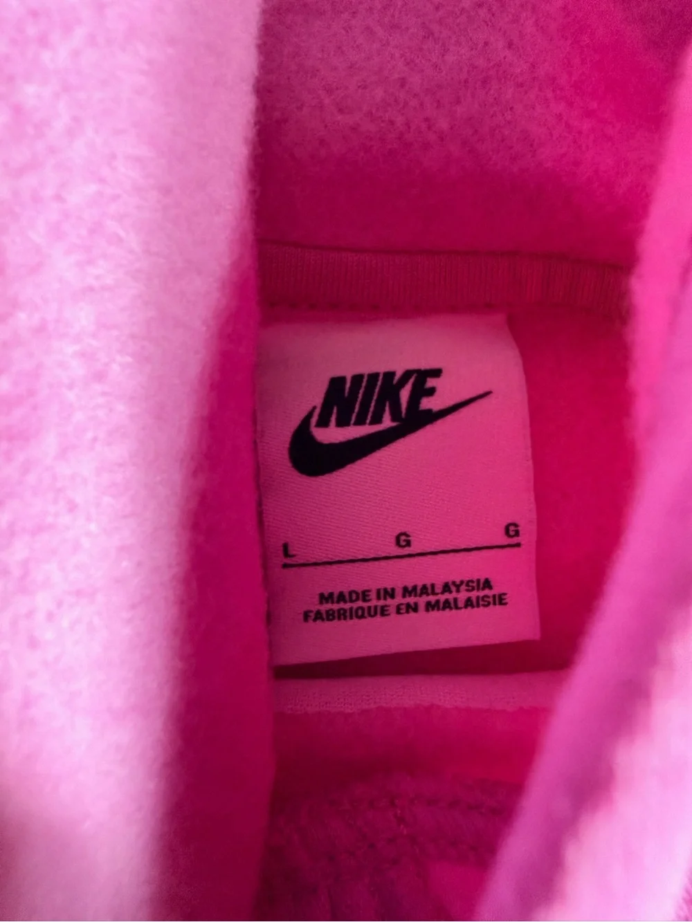 Nike Kids Pink Fleece Pullover Hoodie Chenille Logo | Large